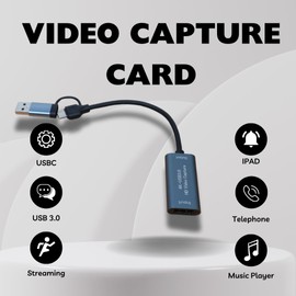 ZETECK Video Capture Card, 4K 60Hz 1080P 60 FPS HDMI HDTV USBC/USB 3.0 for Streaming, Gaming, Recording, and Conferencing Compatible with Windows & Mac/OBS/Quicktime Player