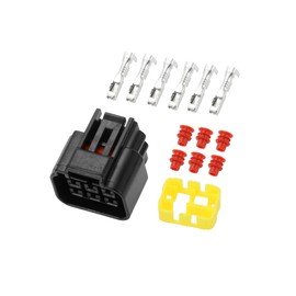 A ABSOPRO 6 Pin Ignition Coil Connector Plug Car Female Wire Terminal Connector for Ford Mondeo Plastic Tin-Plated Copper Black Yellow - 1 Set Item Replacement