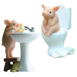 Felimoa Pig Figurine, Interior, Healing, Animal, Set of 2