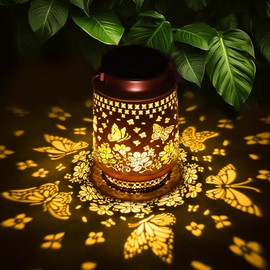 Butterfly Solar Lanterns Outdoor Waterproof, Garden Decor Birthday Gifts for Women Mom Grandma Sister, Metal Hanging Solar Lights Outside Decorative for Yard Patio Backyard Deck Porch Decorations