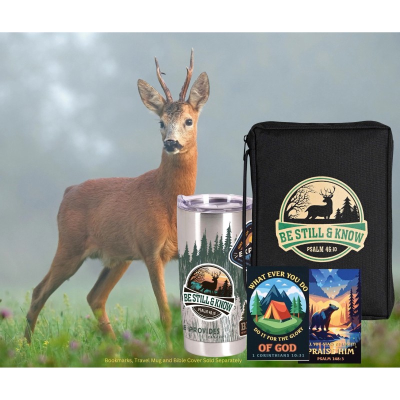 TD Fabric Bible Case in Black with Deer 'Be Still