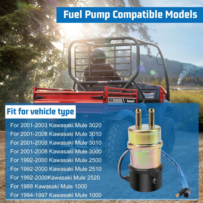 Electric Fuel Pump 12V for 1992-2008 Kawasaki Mule 3000 3010