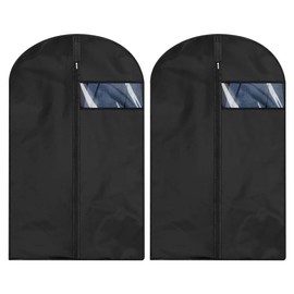 2 Pcs Long Garment Bags Hanging Dress Storage Bags Suit Protector Covers Plastic Dress Covers Clothes Protecting Bags with Zipper Clear Pocket