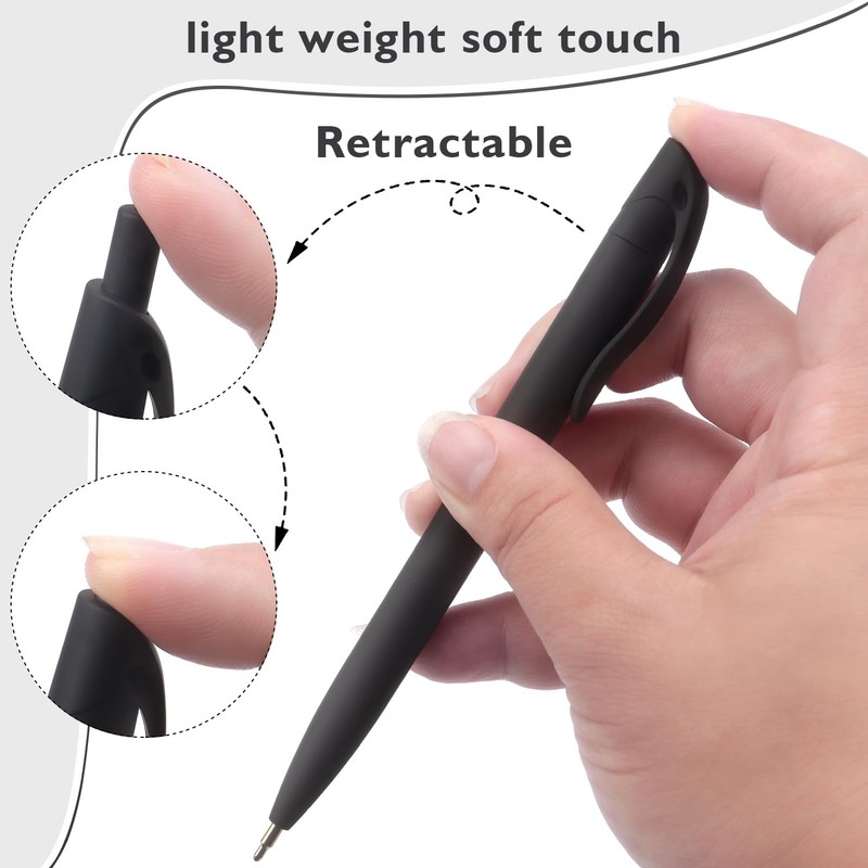 Bribobo 8 Pack Ballpoint Pens Retractable No Bleed Black Click