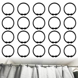 20 Pack Black shower curtain Rings, Plastic Shower Curtain Rings Hooks Top-spring O Rings Bathroom shower hooks Glide Easily on Bathroom Shower Rod for Bathroom Shower Window Rod