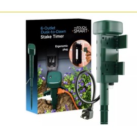 myTouchSmart My Touch Smart 6 Outlet Dusk to Dawn Stake Timer- Easy to Use and Set Up