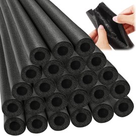 Amylove 24 Pcs 3.3 Feet Foam Pipe Insulation Foam Tube Insulating Water Pipe Pool Swim Noodles Pre Slit Heat Preservation Pipes Covers for Tubing Outdoor Winter Freeze Protection(Black,3/4 Inch)