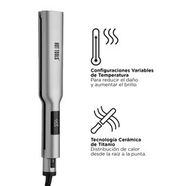 Hot Tools Pro Signature Alaciadora Black Titanium, 1.5 pulgada, Plata