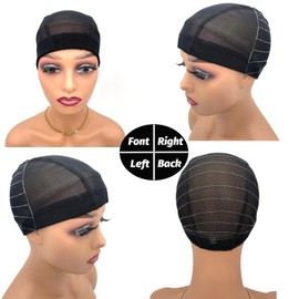Atimiaza Wig Cap with Guideline Map for Wig Making, Stretchable Mesh Dome Caps with 1 Elastic Band and 4 Wig Combs for Beginners Sewing Wig (Large: 23"-24", 13 * 6 Frontal)