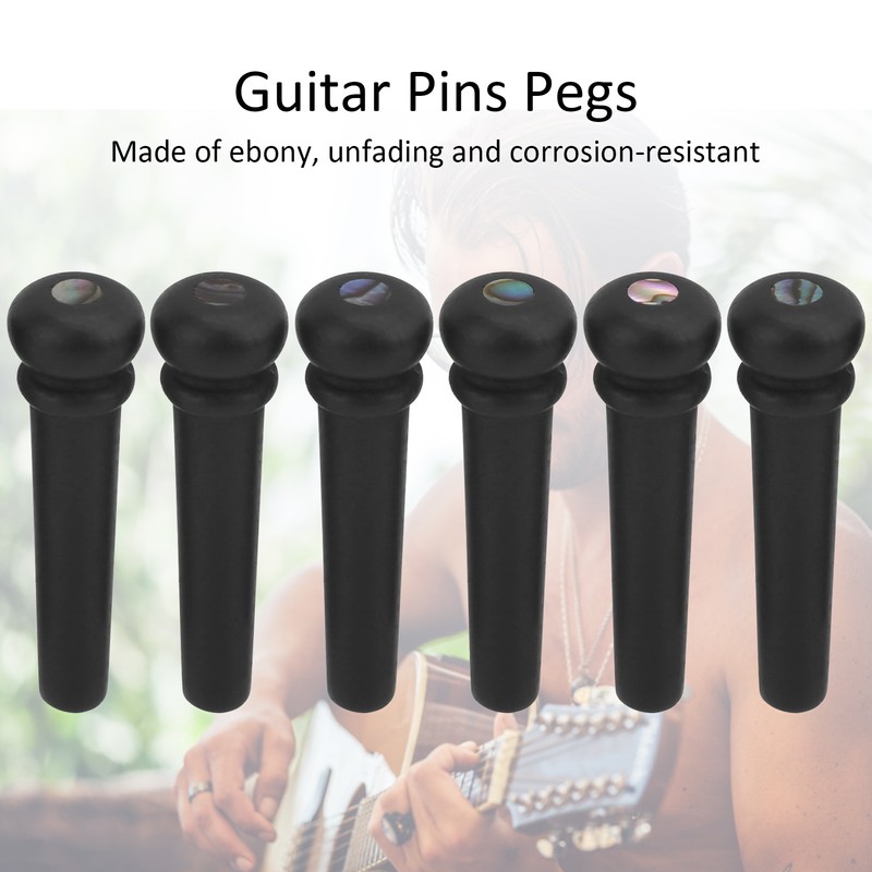 6pcs Ebony Acoustic Guitar Pins Pegs Guitar Parts Replacement Tool