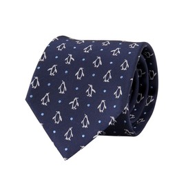 Colorata Carolata Penguin Necktie (57.1 x 3.3 inches (145 x 8.5 cm) / Navy/Dots/100% Silk/Jacquard Weave) King Penguin, Penguin, Polka Dots/Animals, Gift Present