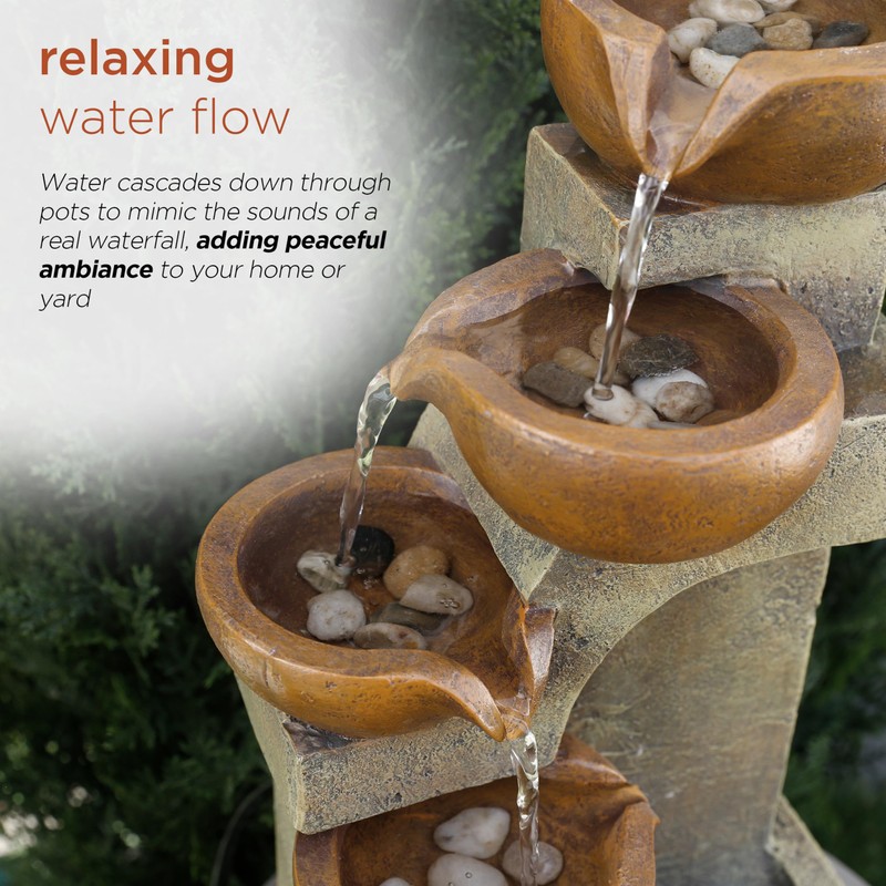Alpine Corporation WCT726 Indoor/Outdoor Tabletop Tiered Pouring Pots Waterfall Fountain