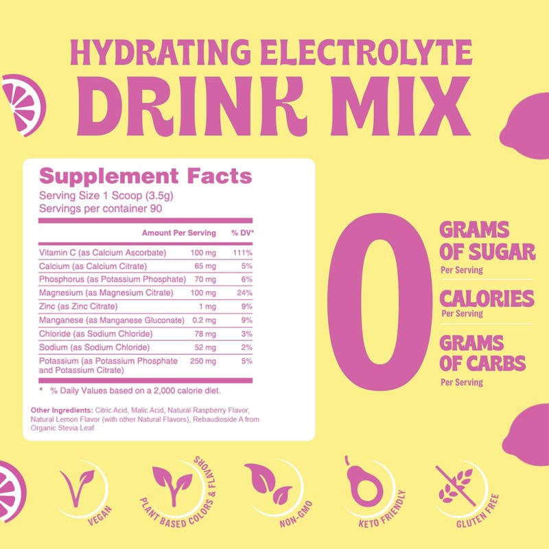 Electrolyte Powder – Pink Lemonade Flavor | Sugar-Free Hydration Mix
