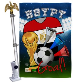 Ornament Collection HS192094-BO-02 World Cup Egypt Soccer Interests Sports Decorative Vertical House Flag Set, 28"x 40" w/Flagpole, Multi-Color