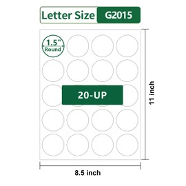 Gemsroyal 2.5 Inch Round Labels Printable,40 Sheets,12 Round Labels per Sheet,Matte Circle Stickers 2.5 Inch for Laser/Inkjet Printers,Round Labels 2.5 Inch,2.5 Inch Circle Labels, Letter Size