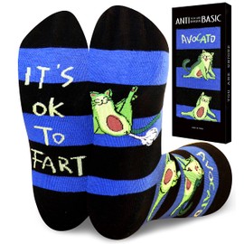 ANTI BASIC Avocato Yoga Socks Gift - Hilarious Avocado Cat Design for Cat Lovers & Fitness Enthusiasts(Fits US 6-12)