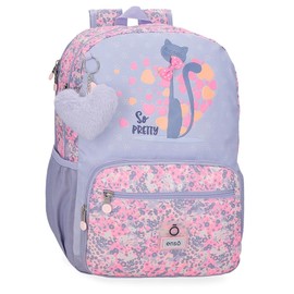 Enso So Pretty Polyester School Backpack Multi Pockets and Compartments Wide Ergonomic Padded Shoulder Straps Pink, multicoloured, Double Backpack
