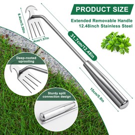 BOOLOOEN Weeder Tool, 2025 New Portable Weeder Tool with Stainless Steel, Garden Tool for Planting and Weeding, Crack Weeder Tool, Weed Discharge Tool for Farms and Backyards
