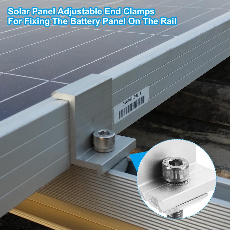 Sourcing Map 10pcs Aluminum Solar Panel End Clamps, Z Brackets