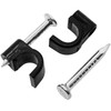 Lumonic 100 x Nail Clips 4 mm for Cable Black