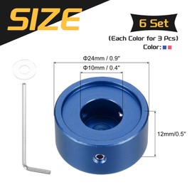 MECCANIXITY 6 Pcs Footswitch Toppers Guitar Pedal Button Caps Metal Footswitch Top Cover 3/8" for Guitar Effects Pedal Buttons, Red, Dark Blue