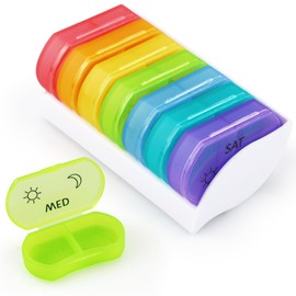 Little Daily Pill Box Case AM PM for 7 Day, Small Pocket Purse Pills Holder, Cute Drug Organiser Container 2 Times a Day