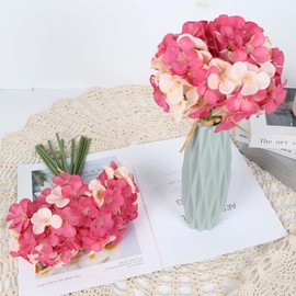 INSUNSIX Faux Hydrangea Flowers 4 Bouquets 28stems Colorful Artificial Flowers Silk Hydrangea Flowers with Stems Hot Pink Flowers Mixed for Bridal Shower Decorations Spring Floral Arrangements