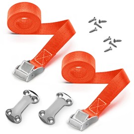 ALIENSX Cooler Tie Down Kit, Cooler Tie Down Straps for RTIC YETI Coolers, Cam Buckle Lashing Straps, Secure to Boats, Trailers, Trucks, ATVs and More, Prevent from Slipping (Orange)