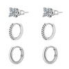 Pancert 3 Pairs Silver Hoop Earrings Set Dainty Stud Earrings
