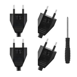 Pieces Euro Coupling Flat, Euro Coupling 230 V Flat, Schuko Coupling Flat, Euro Plug Flat for Schuko Plug Flat (White), Coupling 230 V (Black, 4 Pieces)