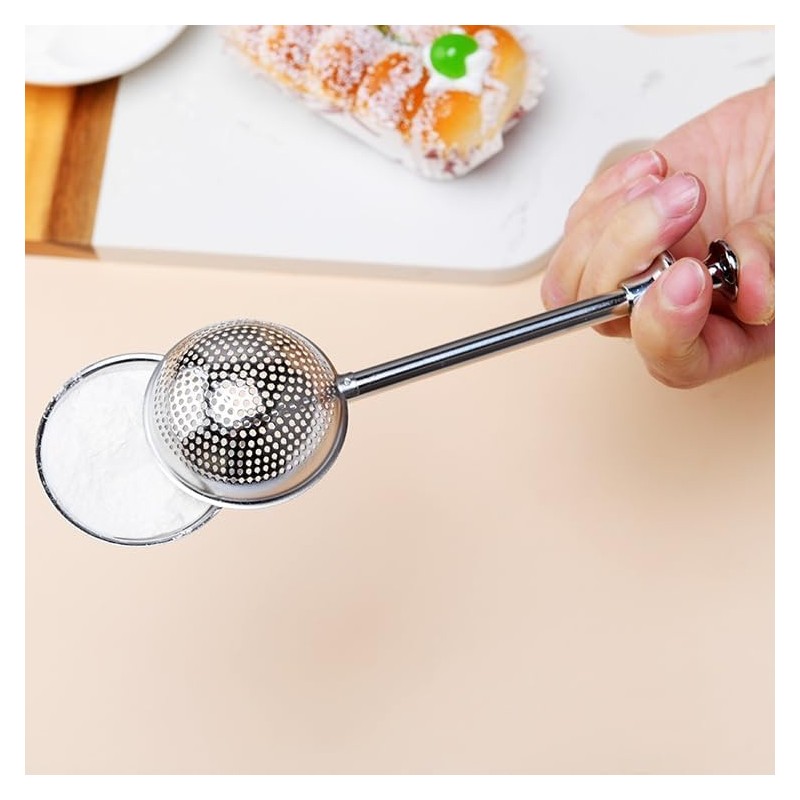 304 Silver Stainless Steel Flour Powder Filter Spoon, Shaker Duster