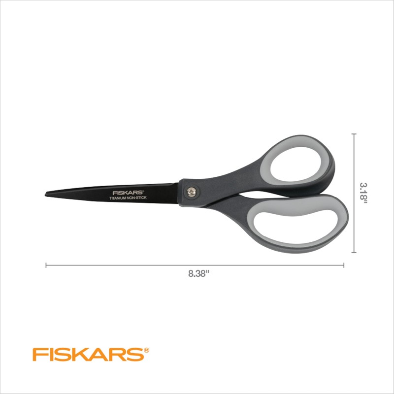 Fiskars 8" Comfort Grip Non-stick Titanium All Purpose Scissors -