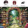 Fairy Library Backdrop,Magic Bookshelf Garden Reading Theme Party Banner,Enchanted Forest