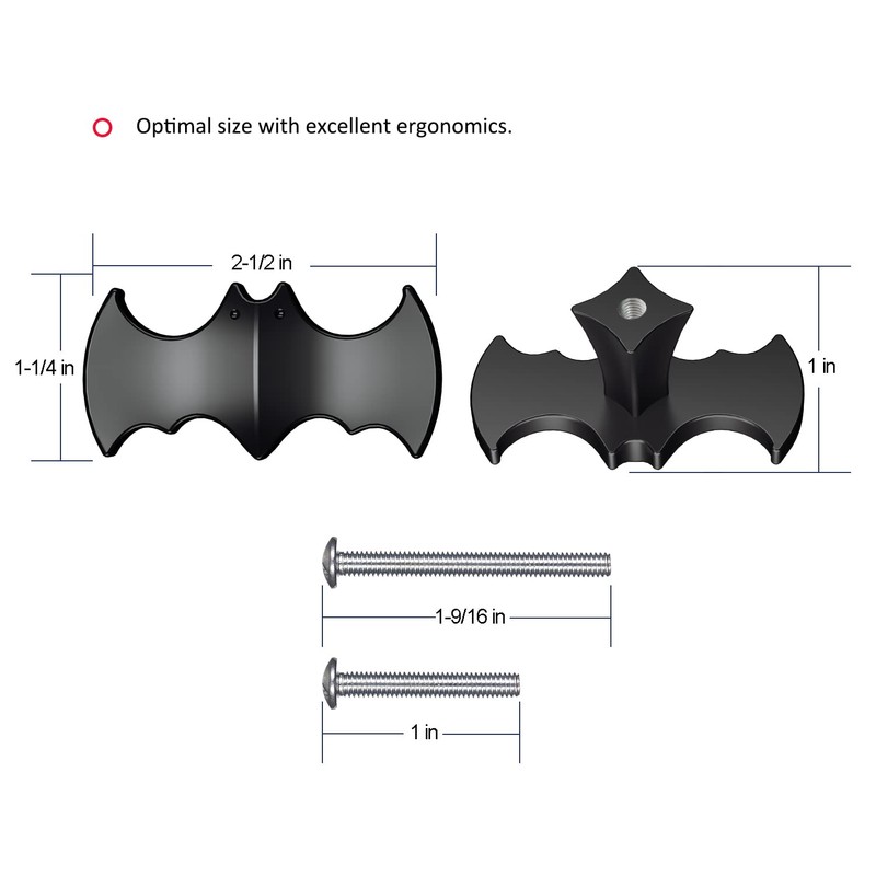 Lashow 6 Pack | Solid Gothic Dresser Drawer Knobs Black