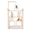 3 Tiers Wooden Parrots Rack Bird Playing Stand Freestanding Pet