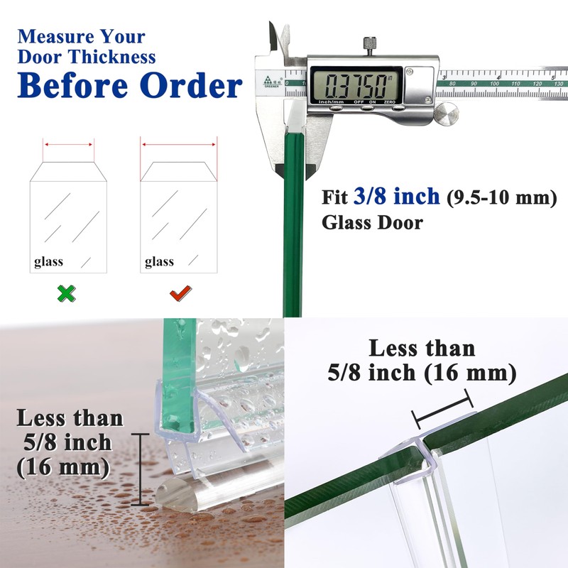 Agbihtb Frameless Shower Door Seal Set, 4 Pack x 39"