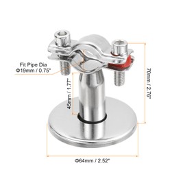 uxcell Pipe Support, Stainless Steel Pipe Support Bracket, Adjustable Pipe Strap Clamp with Screw for Dia 19mm Pipe Tube
