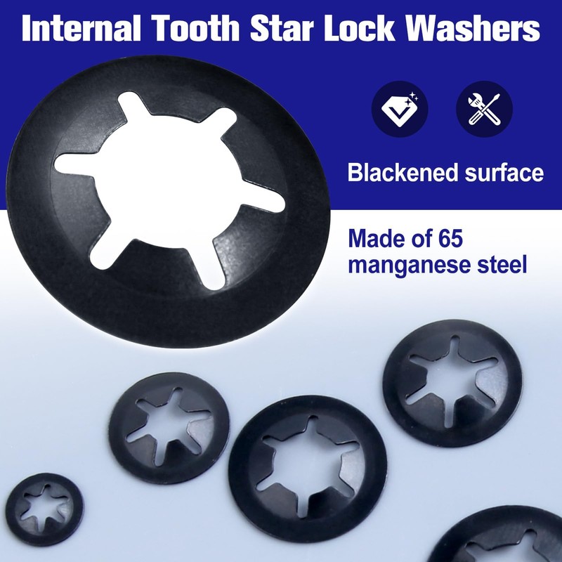 LEONTOOL 360 Pieces Internal Tooth Star Lock Washers 9 Sizes