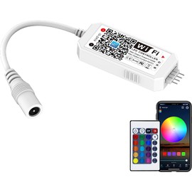 MIWATT WiFi Dimmable LED Strip and Y-Adapter 4-Pin Controller, App Controlled Work with Alexa, Android/iOS System Voice Control, Dimmable, Timing Function, Music Control (WiFi Controller)