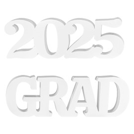 2025 Grad Sign Graduation Decorations, White Faux Wooden Photo Props, 2025 Grad Graduation Table Decorations for Any Schools or Grades 2025 Graduation Party Decorations