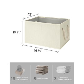 StorageWorks Storage Baskets for Shelves, Foldable Fabric Closet Storage Bins with Handles, Fabric Storage Bins Clothes Organizer, Beige, White & Ivory, 3-Pack, Large