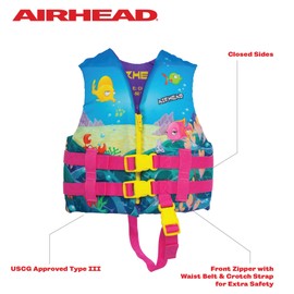 Airhead Treasure Infant and Child Life Vest, USCG Approved Infant 0-30lbs, Child 30-50lbs
