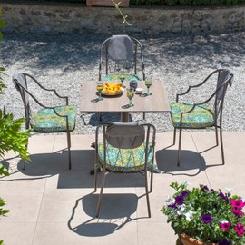 DYTXIII Set of 4 Outdoor Chair Cushions 19"x19"x2",Water Repellent Dining Seat Cushion with Ties and Removable Covers, Chair Cushions for Indoor and Patio Furniture, Damask Green