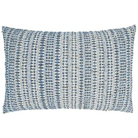 Fennco Styles Modern Woven Line Decorative Lumbar Throw Pillow Cover 16" W x 24" L - Blue Cushion Case for Home, Couch, Living Room, Bedroom and Office Décor
