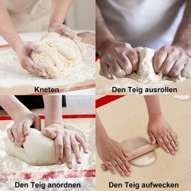 TTSTOIEE backmatte silikon 4 in 1, 2 große 1 kleine dauerbackfolie+ reinigungsbürste, hochtemperaturbeständig und antihaft-backpapier wiederverwendbar