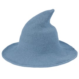 Century Star - Sombrero de bruja para mujer, para Halloween, sombrero de lana de ala ancha, gorra de punto para fiesta y uso diario, Azul/claro, Talla única