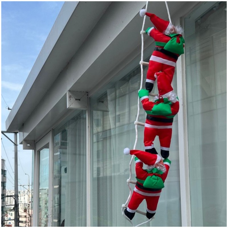BECOND Climbing Ladder Santa Claus Doll Christmas Prop Wall Tree