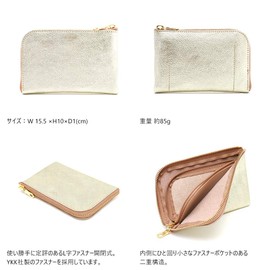 Agility affa Smart Wallet, L-shaped Zipper, Cowhide Leather, Smartphone Can Hold Gold, Silver, Gold, Silver, gold