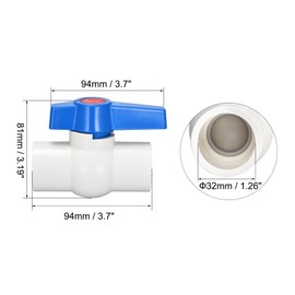sourcing map Ball Valve, 32mm ID PVC Socket End Shut off Valve for Aquarium Setup, Sump Pump, Pool, Garden Sprinkler White Blue