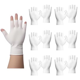 6 pares de guantes de algodón blanco – Guantes hidratantes sin dedos – Guantes blancos para eccema para manos secas – Guantes de sueño suaves para ecc